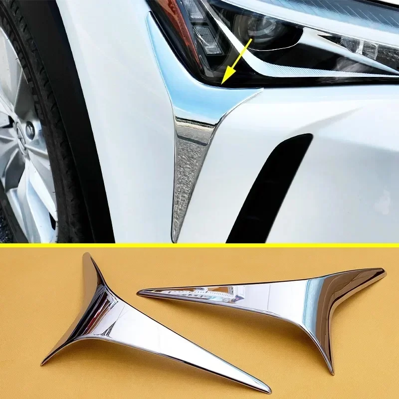 2Pcs Chrome Front Headlight Cover Grille Head Light Trim For Lexus UX200 UX250h UX300e 2019 2020 2021 2022 2023 2024
