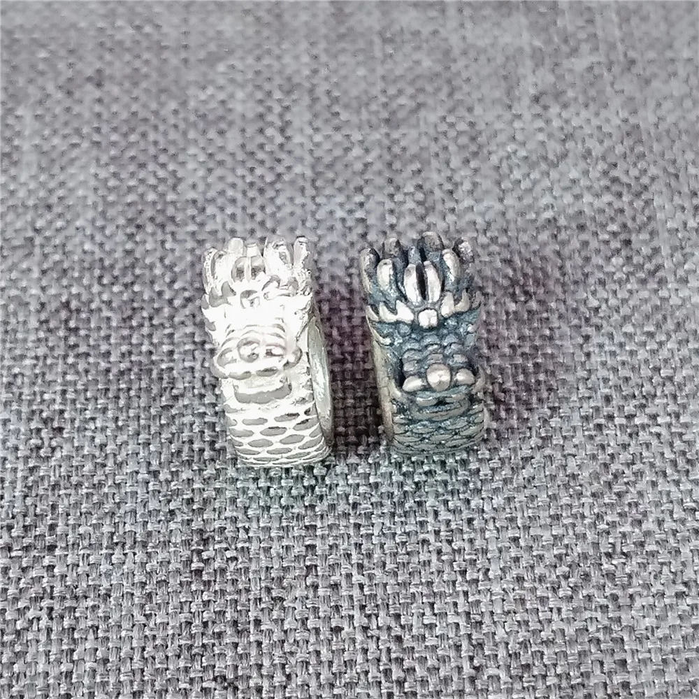 1 Piece of 925 Sterling Silver Dragon Donut Bead Animal Scale Spacer for Necklace Bracelet