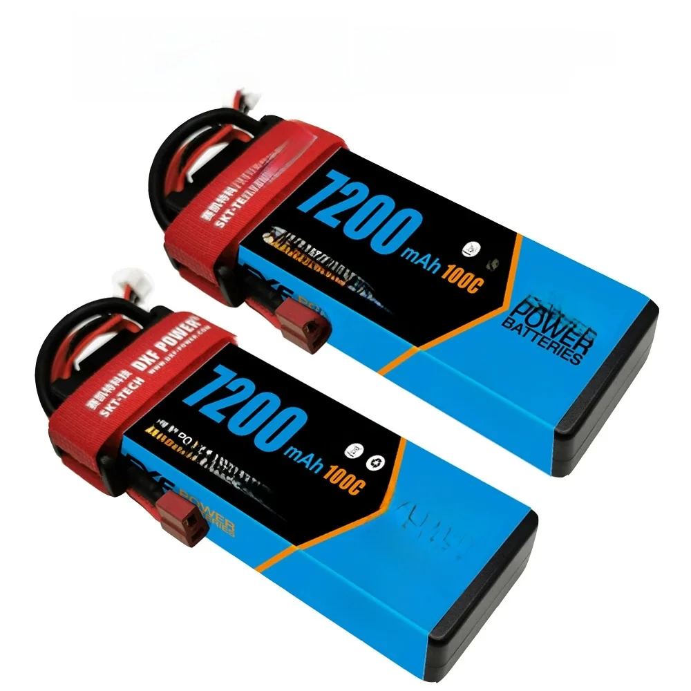 1/2PC DXF 2S Lipo Batterij 7.4V 7200mah 100C Hard Case XT60 EC5 TRX Deans XT90 voor Traxxas SCX10 Auto FPV Vliegtuig Truck RC Onderdelen - afbeelding 2