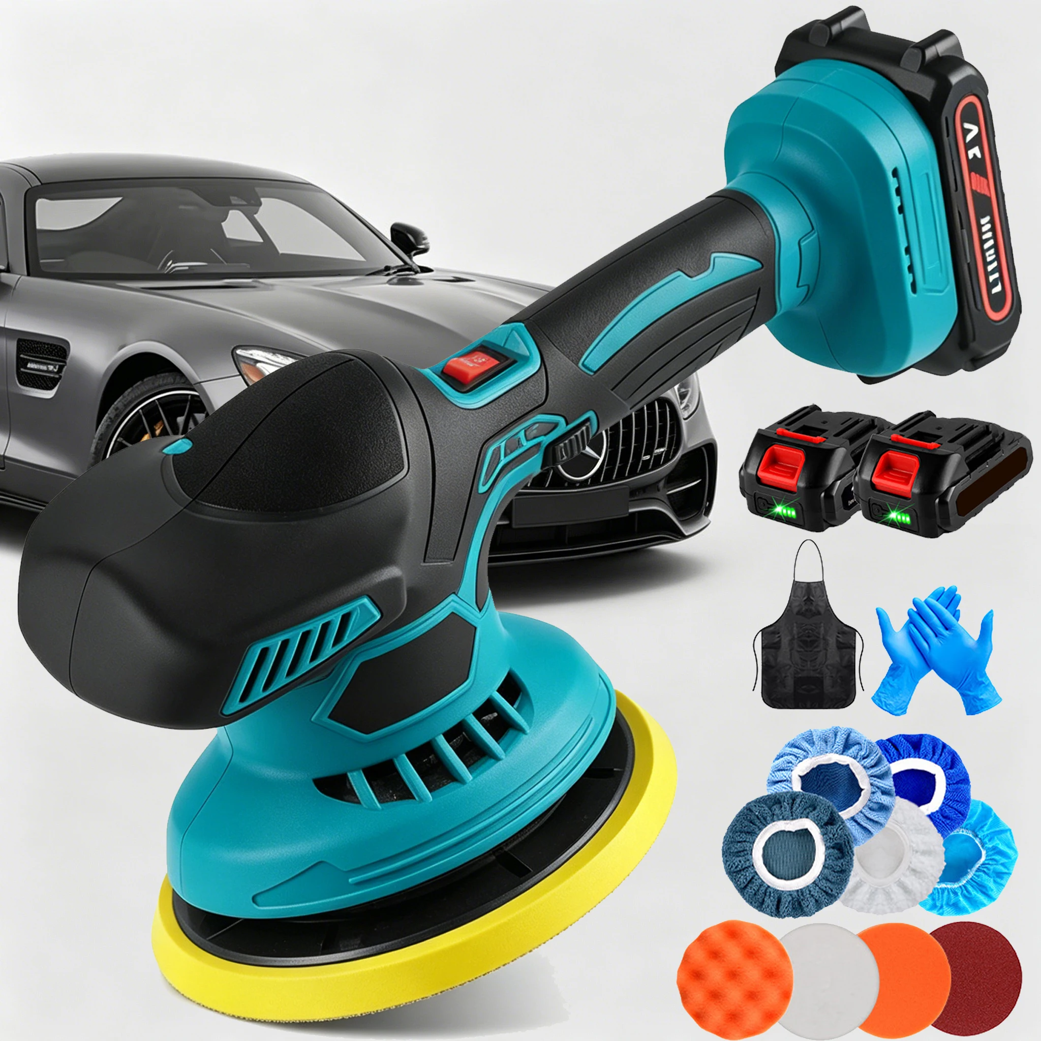 Pulidora Eléctrica Inalámbrica DWiusty de 6 Velocidades y 150 mm, Herramienta de Pulido Eléctrico, Máquina de Pulido Automática Inalámbrica para Batería Makita de 21 V