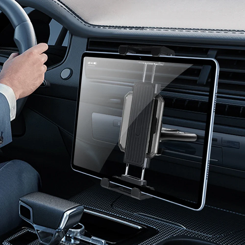 Uniwersalny stojak na tablet 4-13 cali, samochodowy slot na płyty CD 360 °   Obrotowy uchwyt do iPada Pro Air 11 Xiaomi Samsung Huawei Tab Telefon GPS — zdjęcie produktu 7