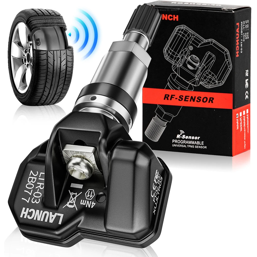 Launch TPMS Sensor RF Dual Frequency (315MHz + 433MHz) Press-in OE-Level Universal Programmable TPMS Sensors for Tire Pressure