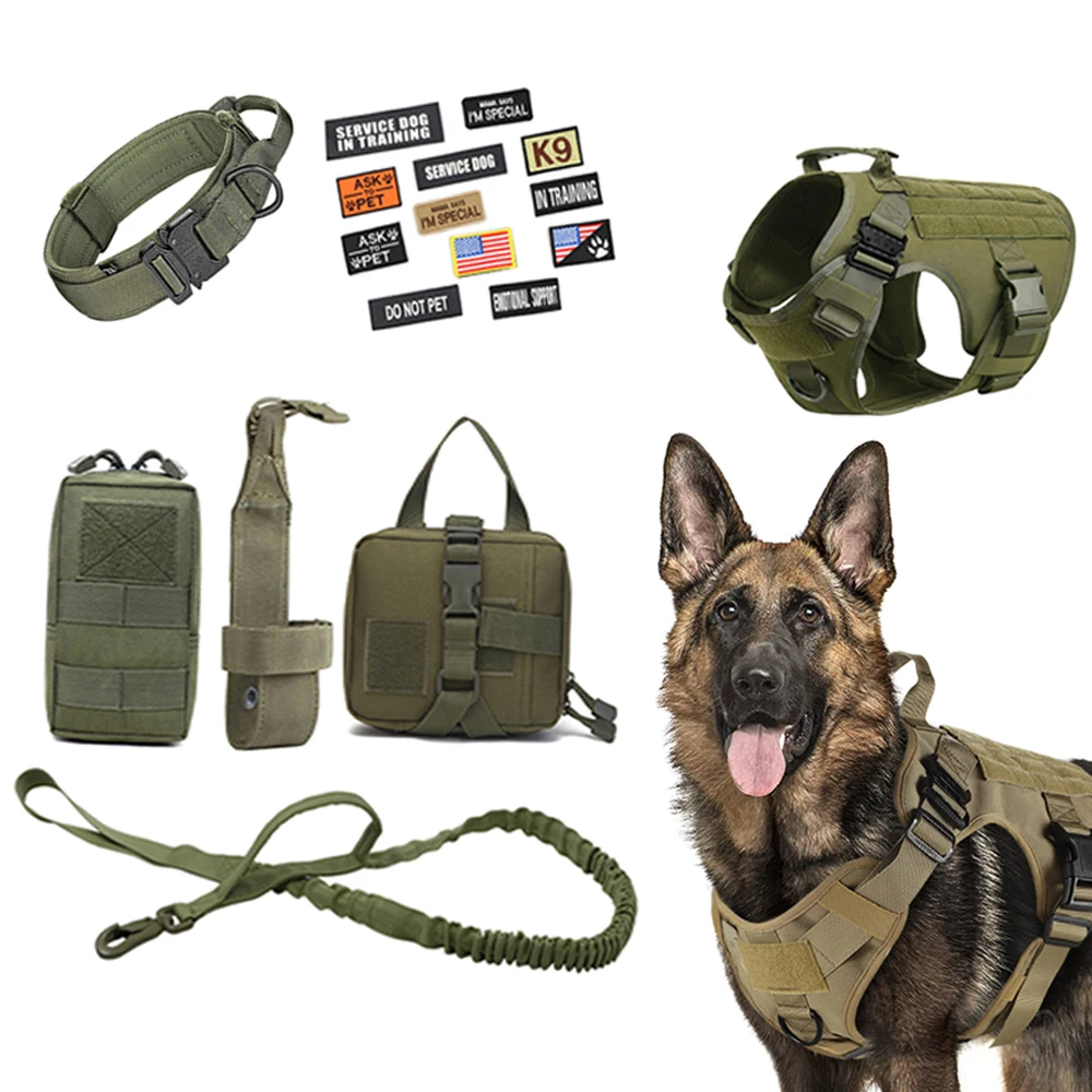 

Tactical Dog Harness Large Dog Military Harness Pet Training Vest Set Collar Leash for German Shepherd Doberman Dogs Accessories
