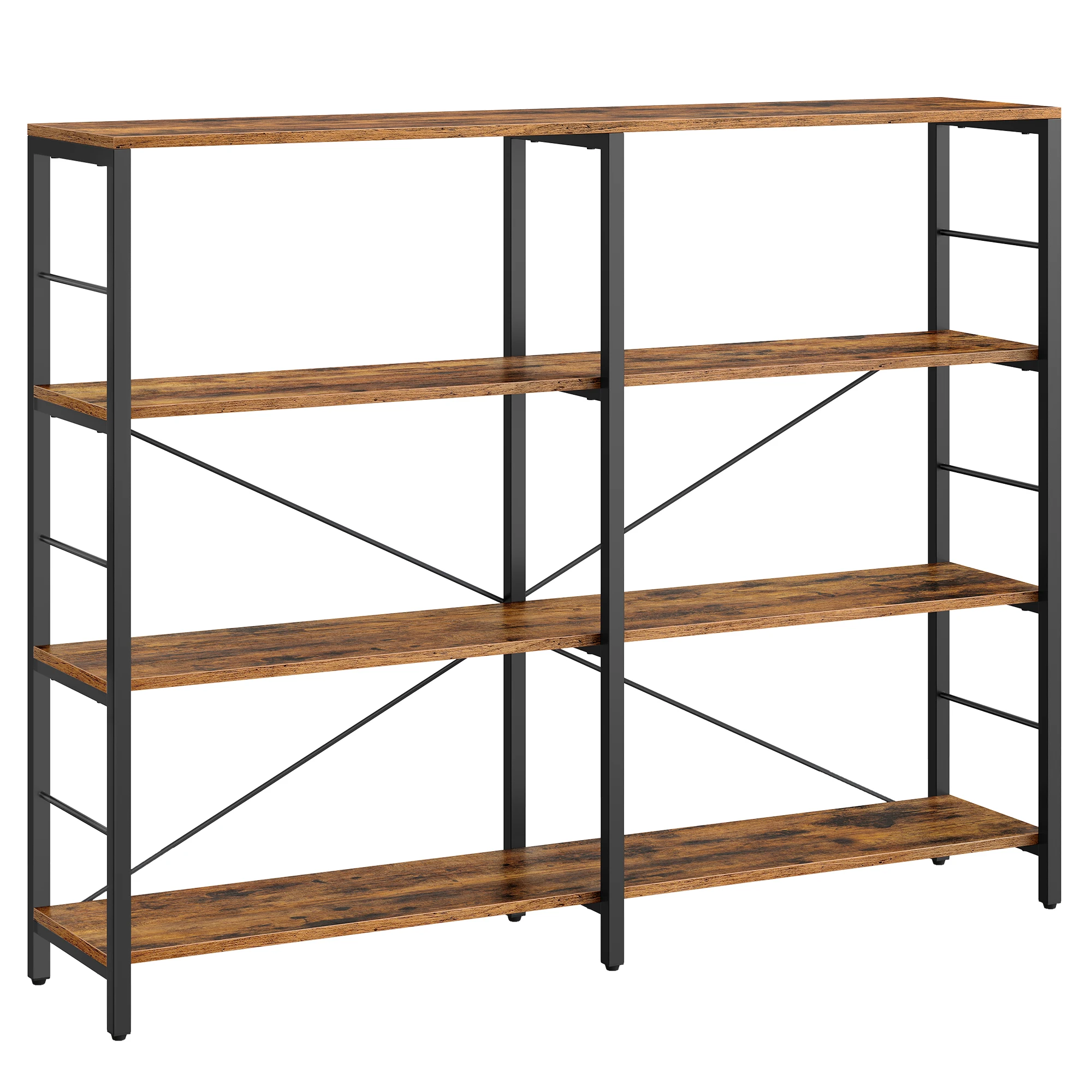 VASAGLE Bücherregal, Standregal mit 4 Ebenen, 30 x 120 x 109,4 cm, Industrie-Design, für Wohnzimmer, Arbeitszimmer