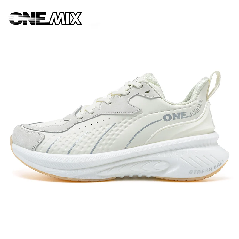 ONEMIX Men Cushioning Running Shoes Outdoor Women  Leather Warm Wear-resistant Female Jogging Shoes Walking Sneakers