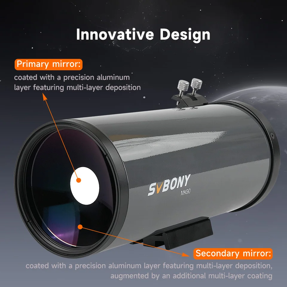 Svbony MK90 Maksutov-Cassegrain Telescope 90mm Aperture, Portable Grab-and-Go , Ideal for Lunar,Planetary Observations