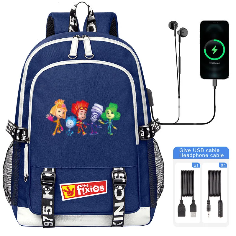 Anime Cartoon The Fixies School Bag Children Student Shoulder Backpack For Boy Girl Teenager USB Backpack Mochila Travel Bag