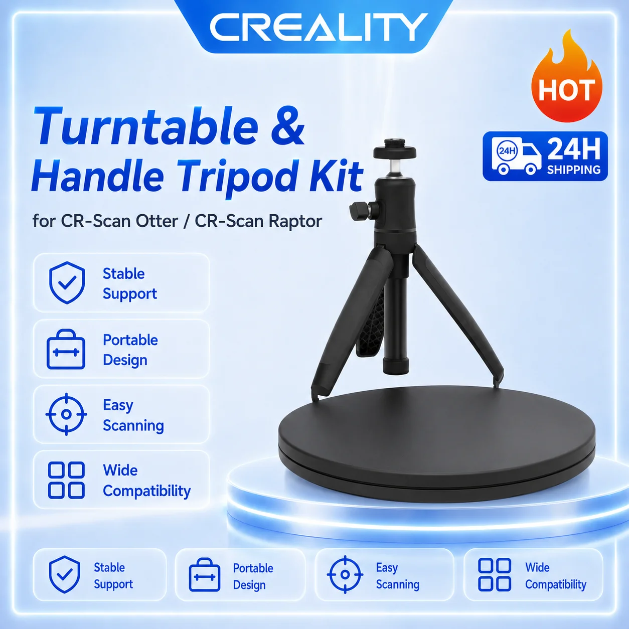 Creality Original 3D Scanner Manually Operated Turntable & Handle Tripod Kit for CR-Scan Otter /Raptor 3D Scanner Accessories