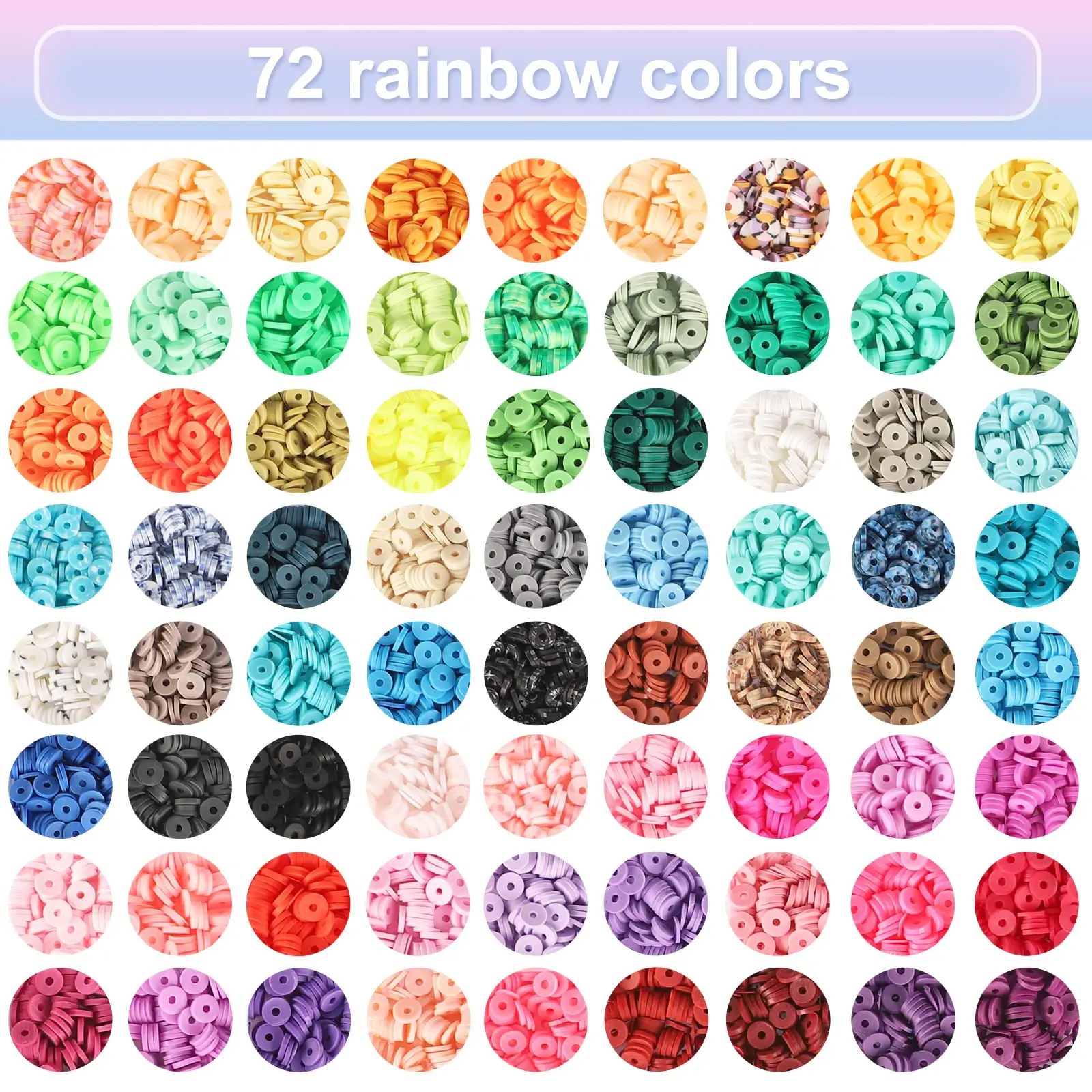 6mm 350Pcs/lot Flat Round Polymer Clay Beads Loose Spacer Slices Beads For Jewelry Making Handmade DIY Boho Bracelets Necklace