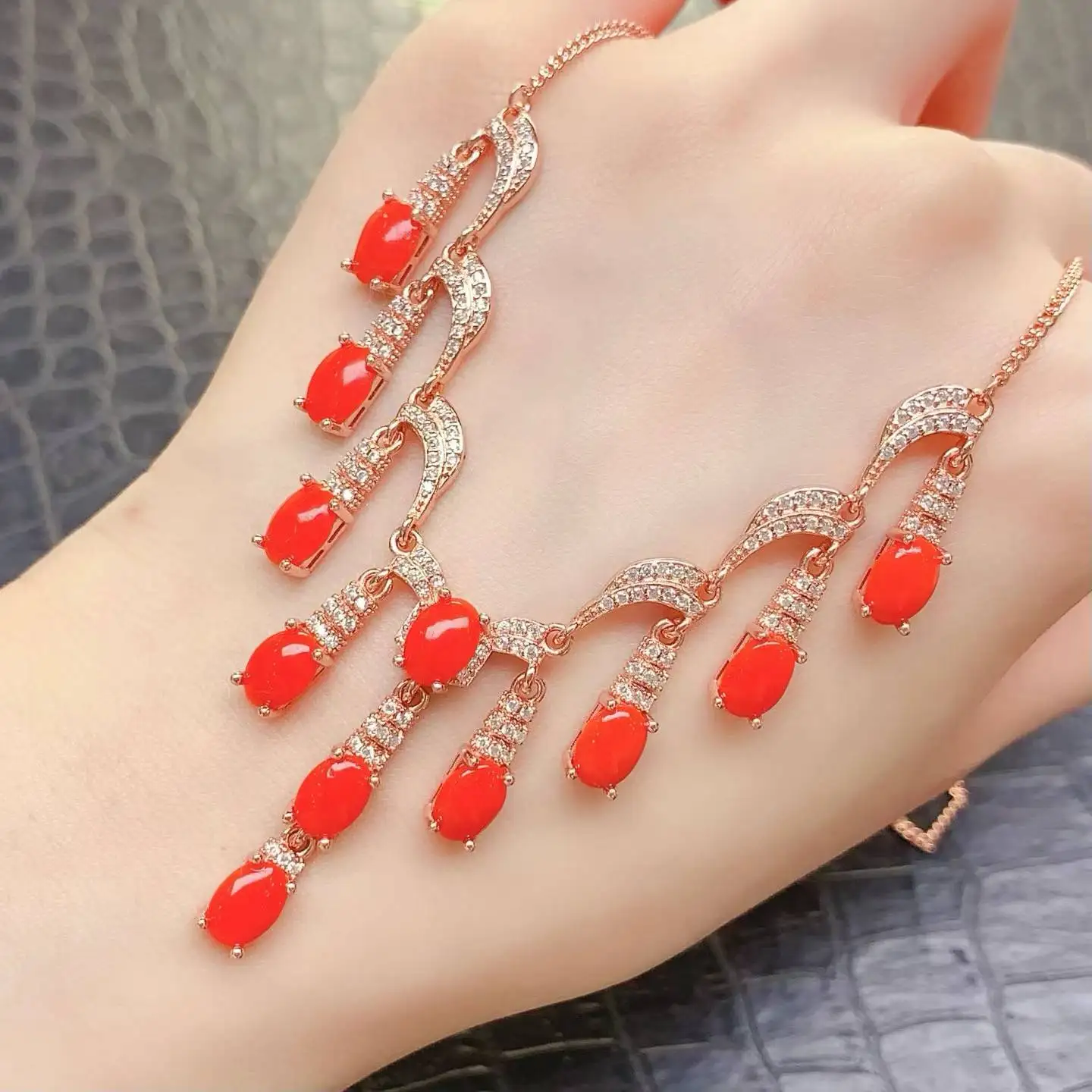 KJJEAXCMY Boutique Jewelry Girl Pure Impurities Free Natural Red Coral Necklace 925 Pure Silver Inlay Gift Girlfriend's Wedding