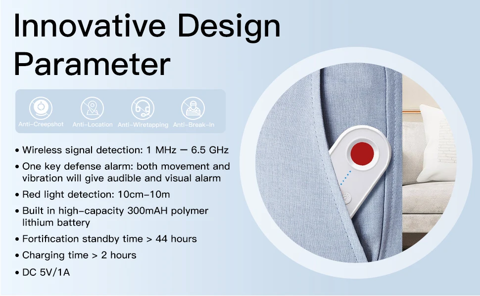 Hidden Camera Detector - 2025 Portable Camera Finder, GPS Tracker Detector, RF Wireless Signal Scanner for Office, Hotels, Cars,