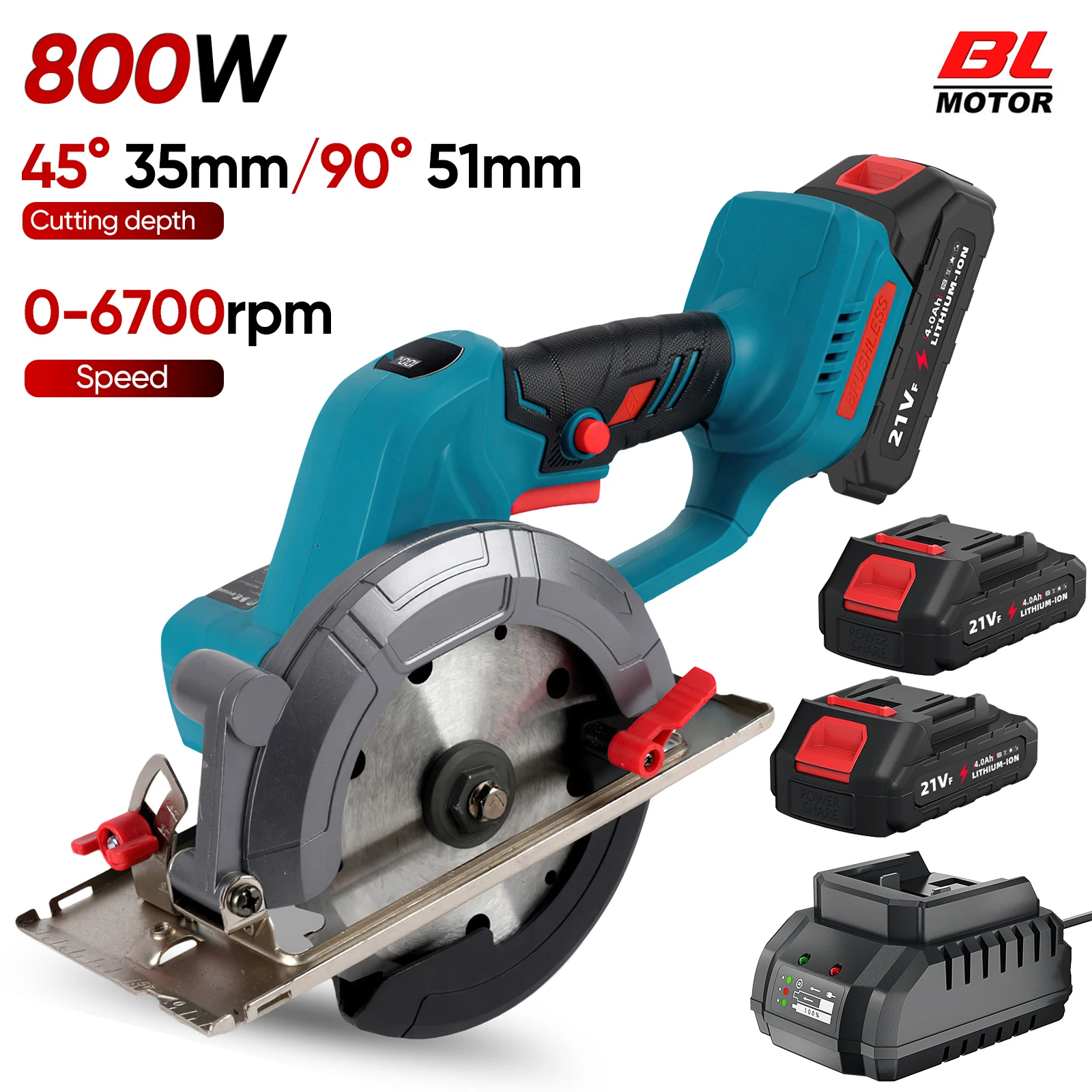 Bürstenlose Kreissäge, 6 Zoll, kabellose elektrische Säge, verstellbare Holzschneidemaschine, tragbare Holzbearbeitungssäge für Makita-Akku
