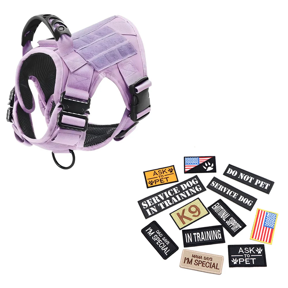Tactical Dog Harness with Patches No Pull Large Dog Training Vest Adjustable Military Service for German Shepherd Large Dogs