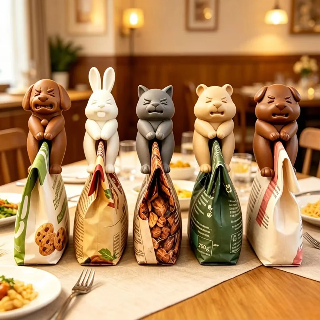 3D Animal Food Bag Clips Cute Snack Sealing Artifact Puppy Rabbit Cat Bear MultiStyle MoistureProof Clips Kitchen Sealing Tools