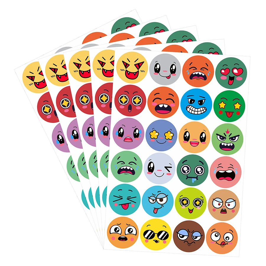 

120 Pcs round Self-Adhesive Expression Face Stickers 1.5 Inch Funny Face Labels for DIY Crafts Scrapbooking Packaging Party