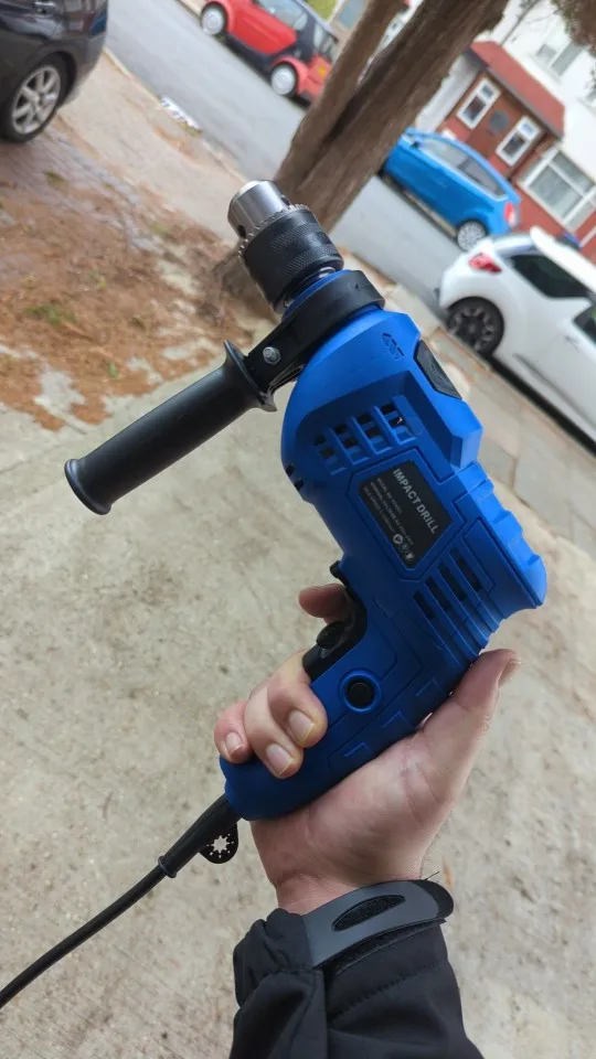 Hammer Drill 240V for Wood Metal Concrete, 850W Corded Electric Impact Drill 3000rpm Variable Speed, 2 in 1 with 360° Rotating photo review