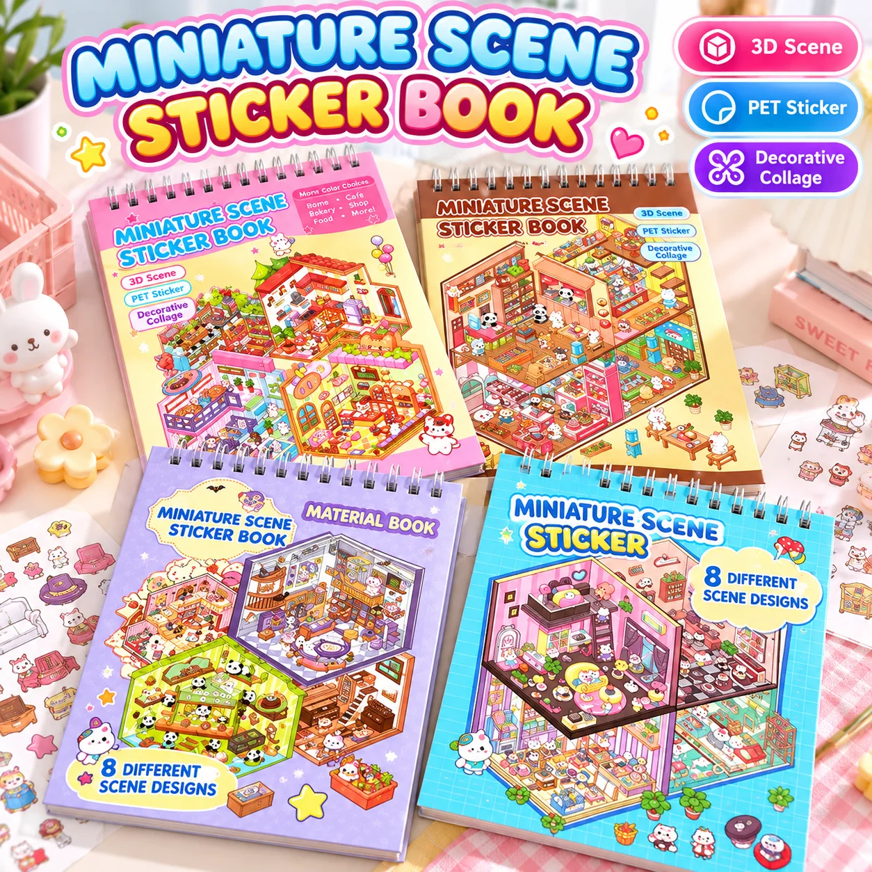 Hot Selling Creative Scene Landscape Stickers Collection Book Mini ...