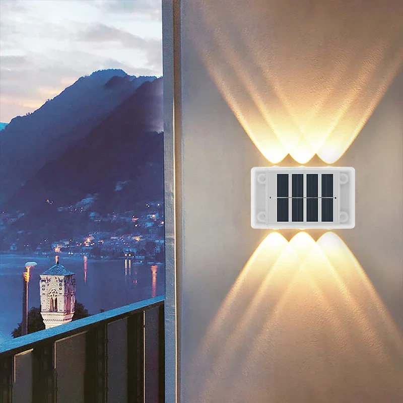 Solar LED Light, Waterproof Outdoor Wall Lamp,Up And Down Lights Control Fence Lights for Garden Street Balcony Decor (2Pack)