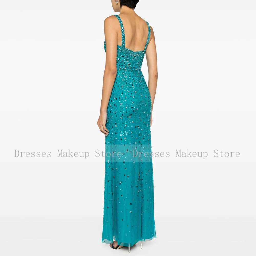 Evening Dress Luxury Net Sequined Pearl Beading Rhinestone Gowns Straight V-neck Midi Dresses Long Beaded Evening Gowns 2024