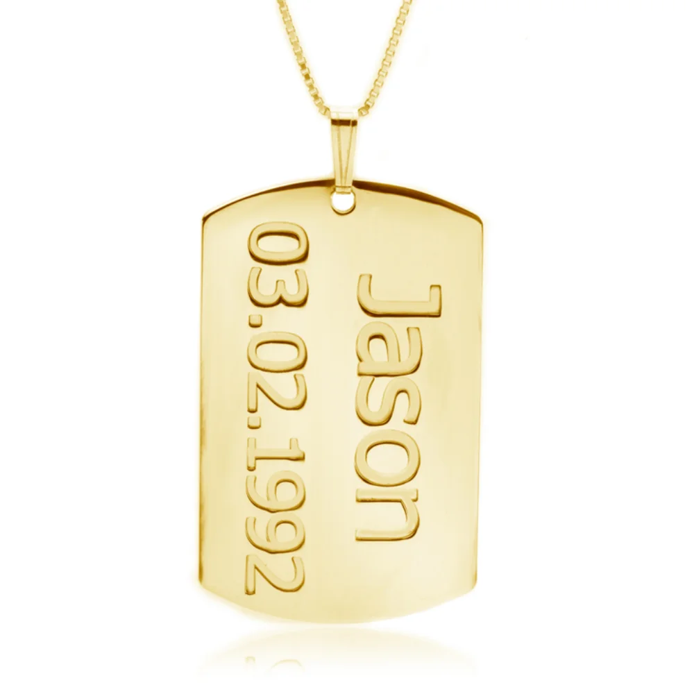 

Personalized Dog Tag Plate with Name and Date Stainless Steel Custom Name Necklace Unique Gift for Men Military Style Jewelry