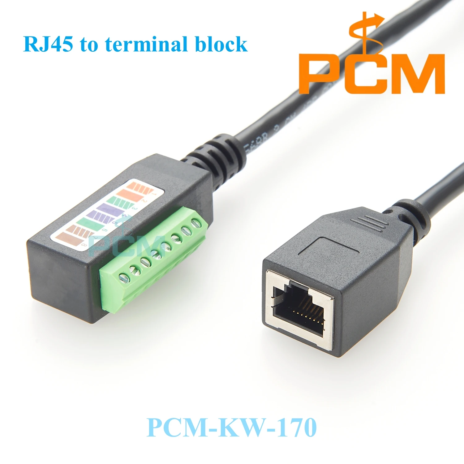 CAT5E RJ45 female to 8-Position screw lock Terminal Block Adapter with 20cm Pigtail cable, for CCTV Baluns and DMX lighting
