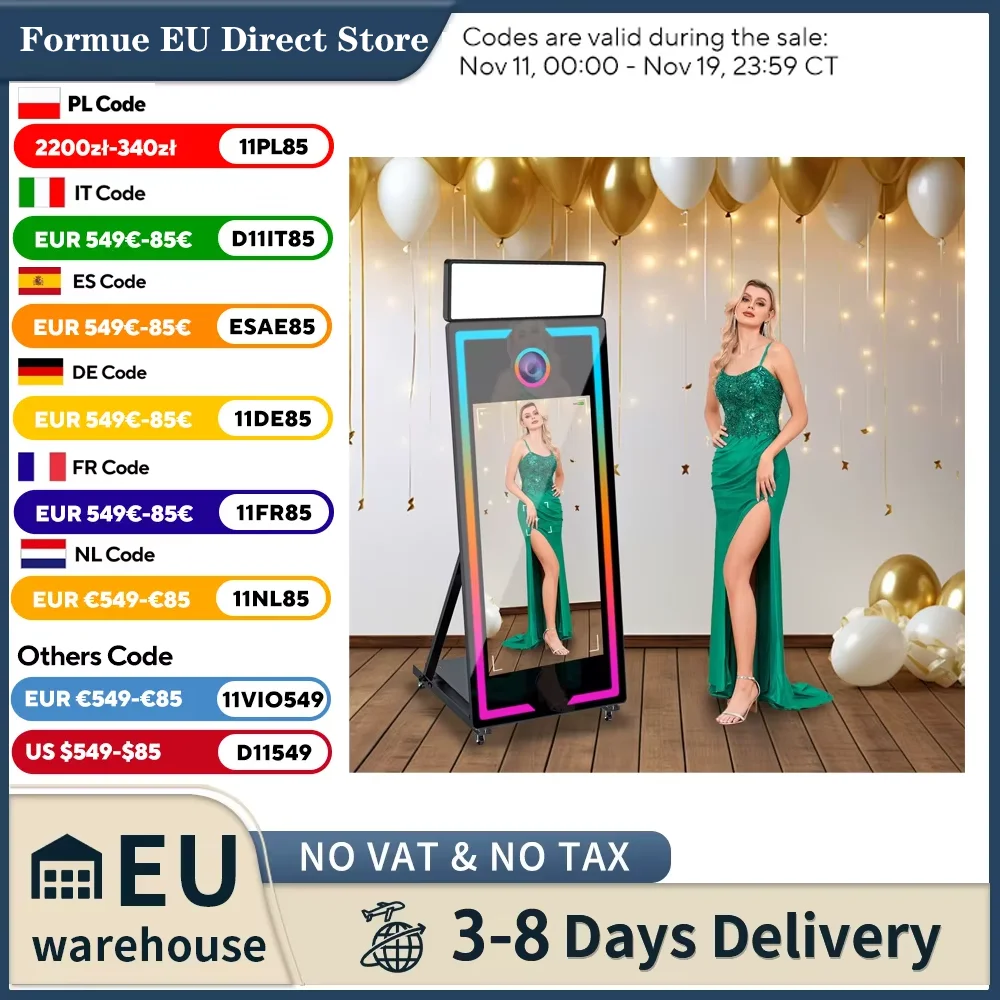 Cabine Photo à miroir magique, Machine Portable à écran tactile avec lumière carrée pour activité de fête de mariage