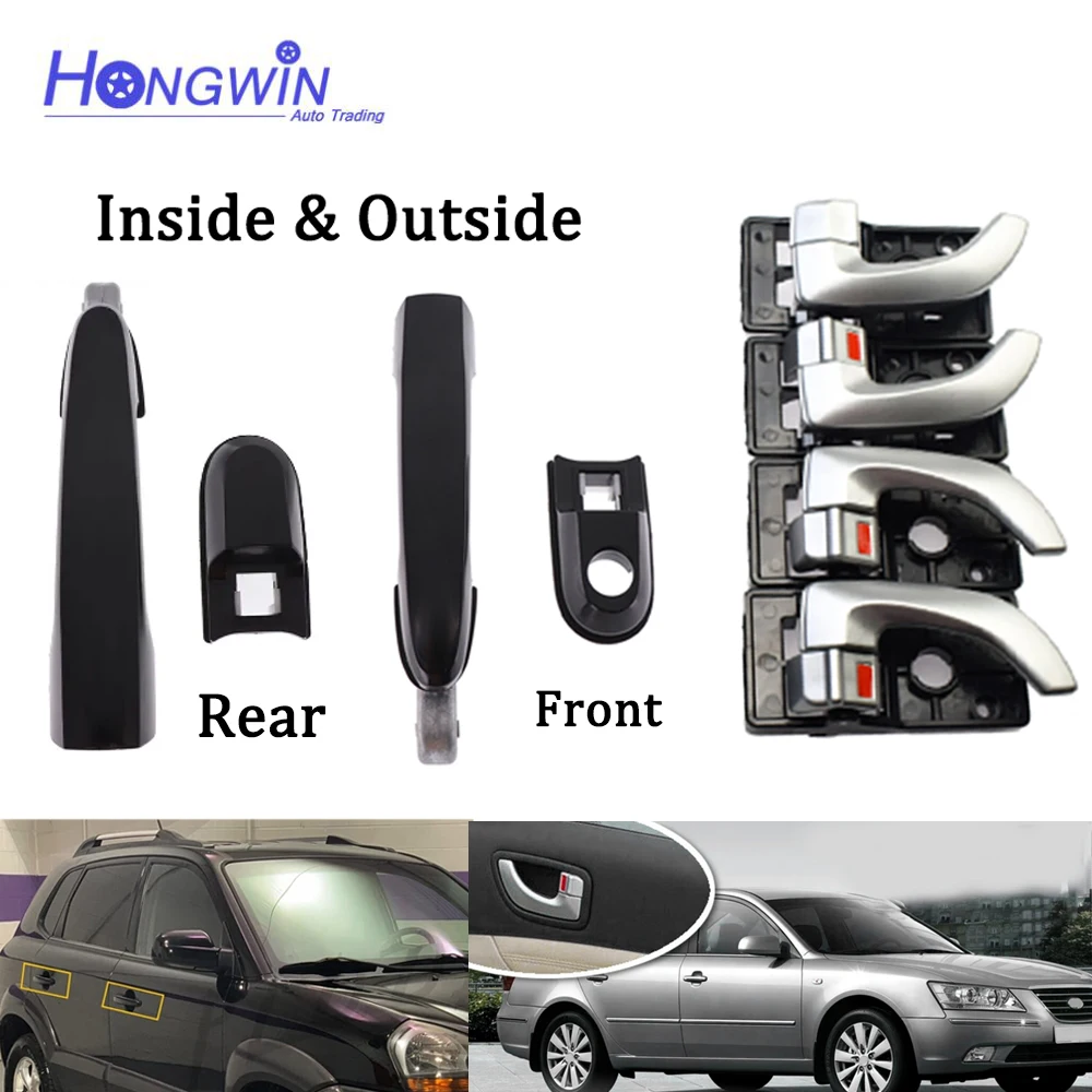 Inside & Outside Door Handle Front Rear Left Right For Hyundai Tucson 2005 2006 2007 2008 2009 2.0L 2.7L With Keyhole 836502E000