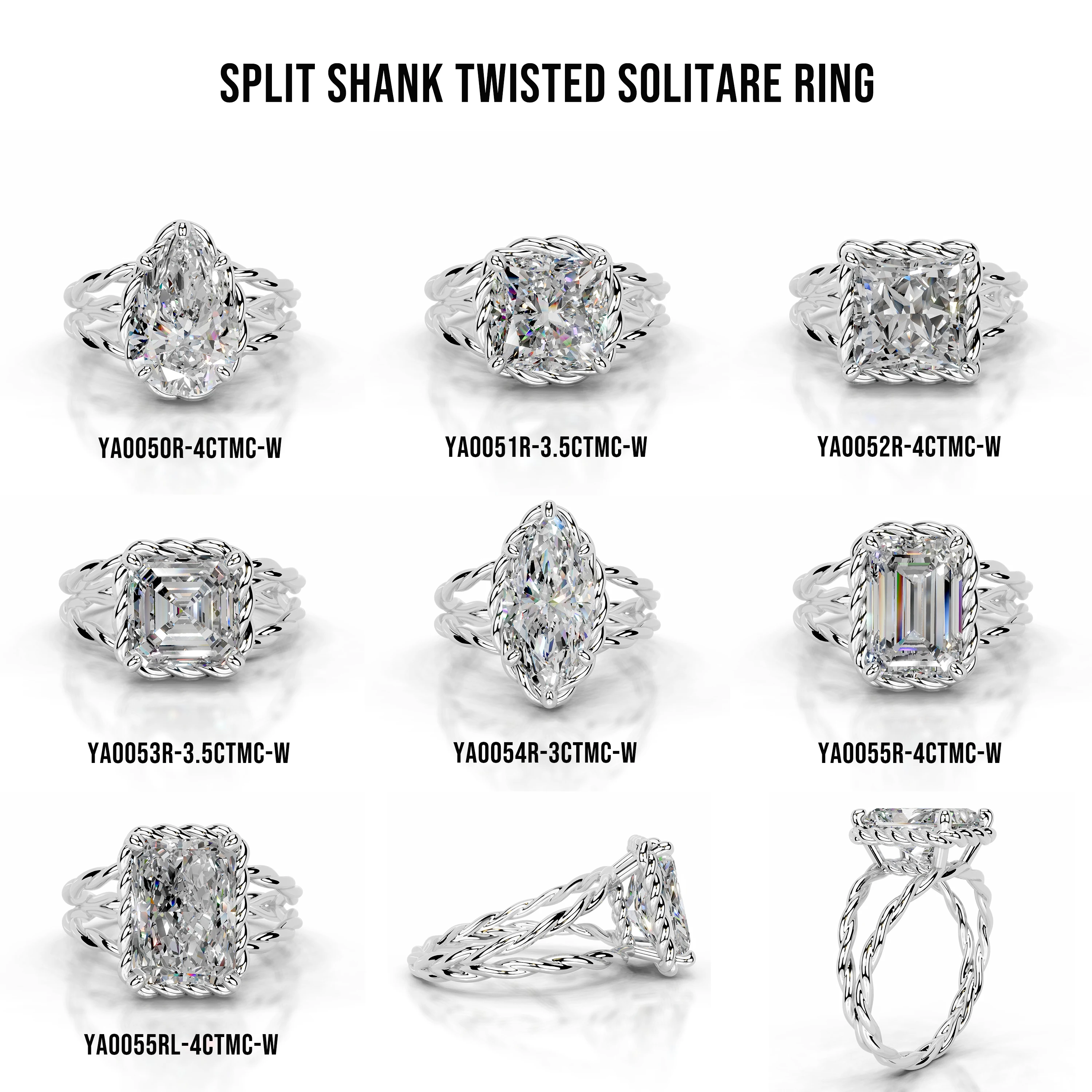 GEM'S BALLET 4CT 8X12mm Pear Shape Moissanite Engagement Ring in 925 Sterling Silver SPLIT SHANK TWISTED SOLITARE RINGS