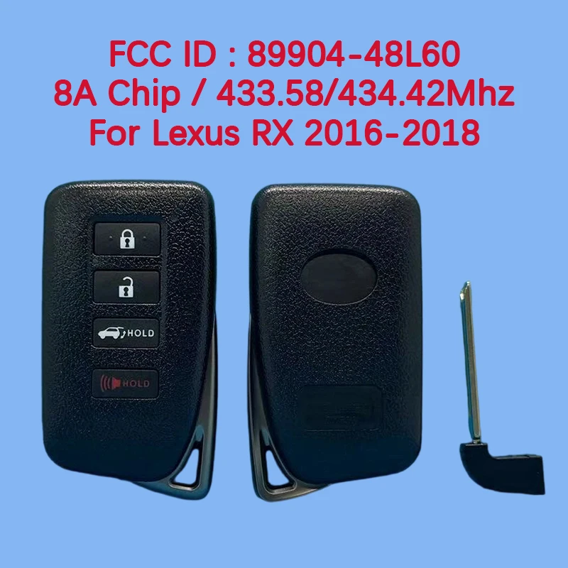 

CN052052 Послепродажный 4-кнопочный смарт-брелок 433,58/434,42 МГц FCC BP1EK 89904-48L60 8A чип для Lexus RX 2016-2018