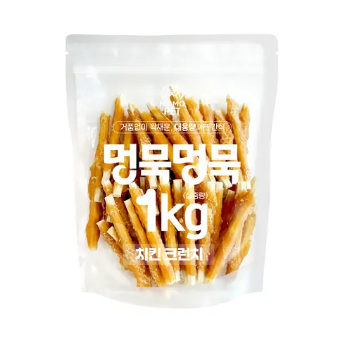 멍묵멍묵 치킨크런치1kg,대용량육포1kg,강아지간식, 강아지사사미,애견간식