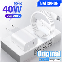 40W USB C Charger Dual PD Fast Charging Adapter Quick Charge For iPhone Xiaomi Samsung Mobile Phone Charger Type C EU/US Plug