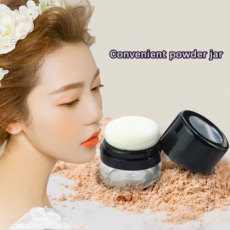 10 PCS Powder Case with Mushroom Sponge Puff Portable Makeup Loose Powder jar with Mirror Travel Cosmetic Foundation Powder Box