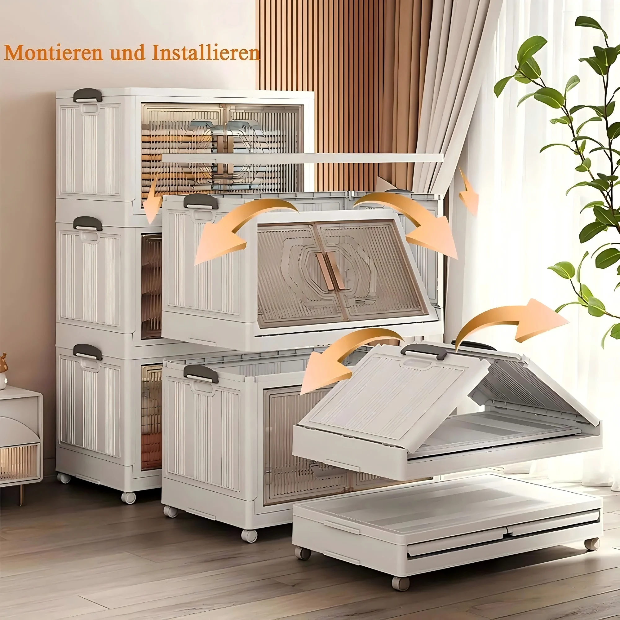 SAEIV Transparenter faltbarer Aufbewahrungsschrank, faltbares Aufbewahrungsregal, mobiler Kleiderschrank, Kleideraufbewahrungsbox, kostenlose Montage – Detail 4