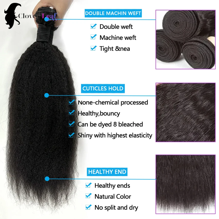 Mechones rizados rectos para mujeres negras, extensiones de cabello humano 100% Natural, Yaki, 22, 24 y 26 pulgadas