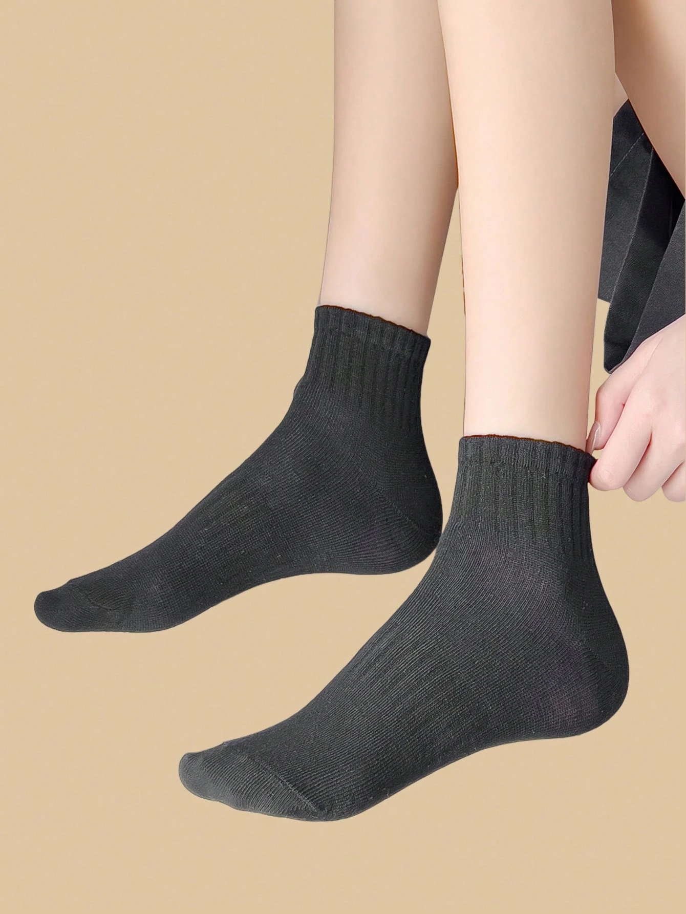 10 pairs of women's socks, short socks, pressure socks on special promotion Y2K style cute sports fun black socks fashion gift