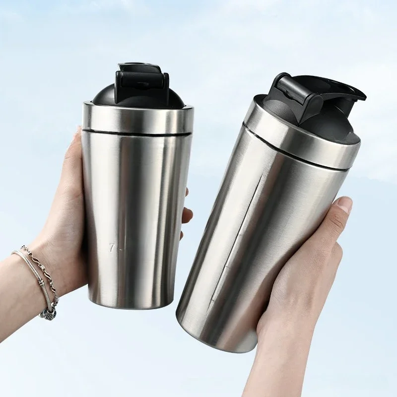 500/750ML RVS Eiwit Poeder Shaker Fles met Schaal Lekvrije Waterfles voor Gym Fitness Sport wei Shakes Cup - afbeelding 2