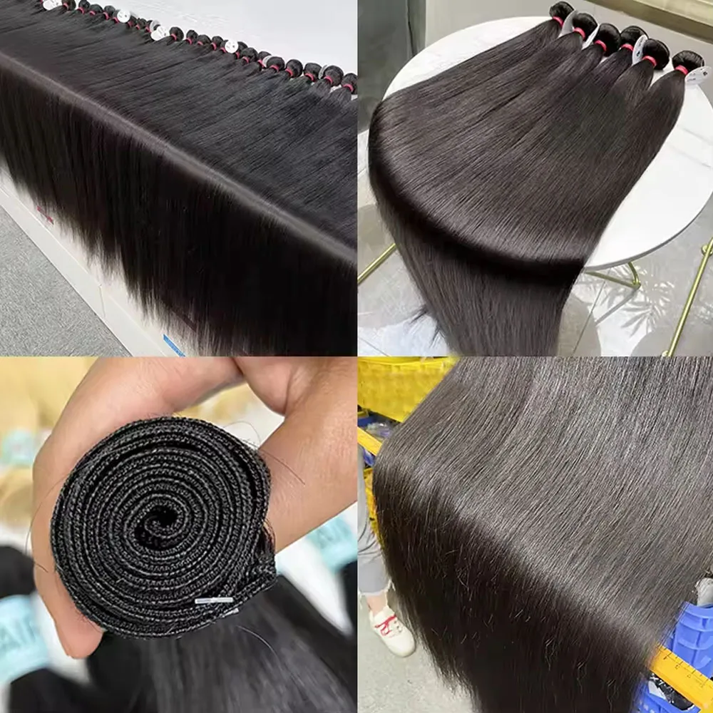 حزم مستقيمة نسج على شكل شعر إنسان حزمة مزدوجة تعادل البرازيلي تمديدات شعر ريمي 30 32 بوصة حزم الشعر الخام 100% الشعر البشري