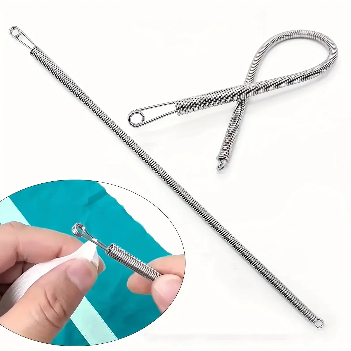 Multipurpose Rope Threading Tool DIY Bendable Spring Drawstring Threader Clip Sewing Needle for Pulling Ropes Elastic Band Craft