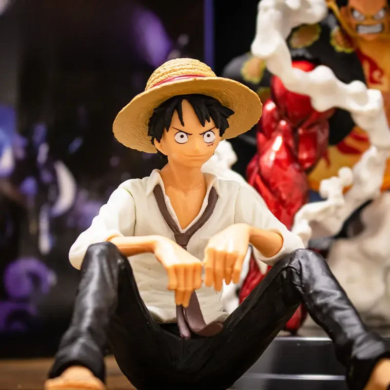 One Piece PVC Anime Figure, Luffy, Position assise, Action Figure, Modèle Collection Statue, Figurine Butter Toy, Cadeau d'anniversaire, 12cm