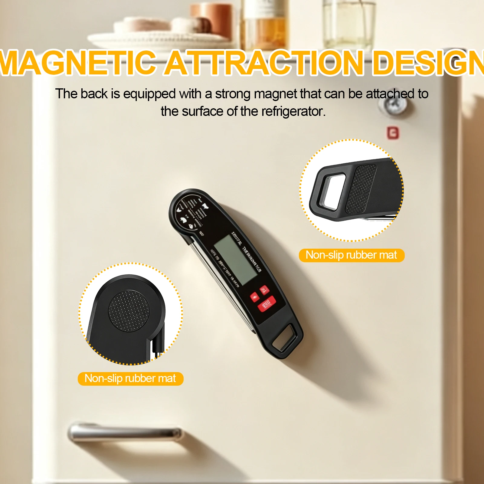 Instant Read Meat Thermometer Digital Food Temperature Tester, Kitchen Cooking Thermometer for BBQ Grilling Baking Air Fryer, Temperature Gauge for Meat, Milk, Water, Soup, Porridge and Hot Drinks, Portable Outdoor Camping Cooking Tool view 8