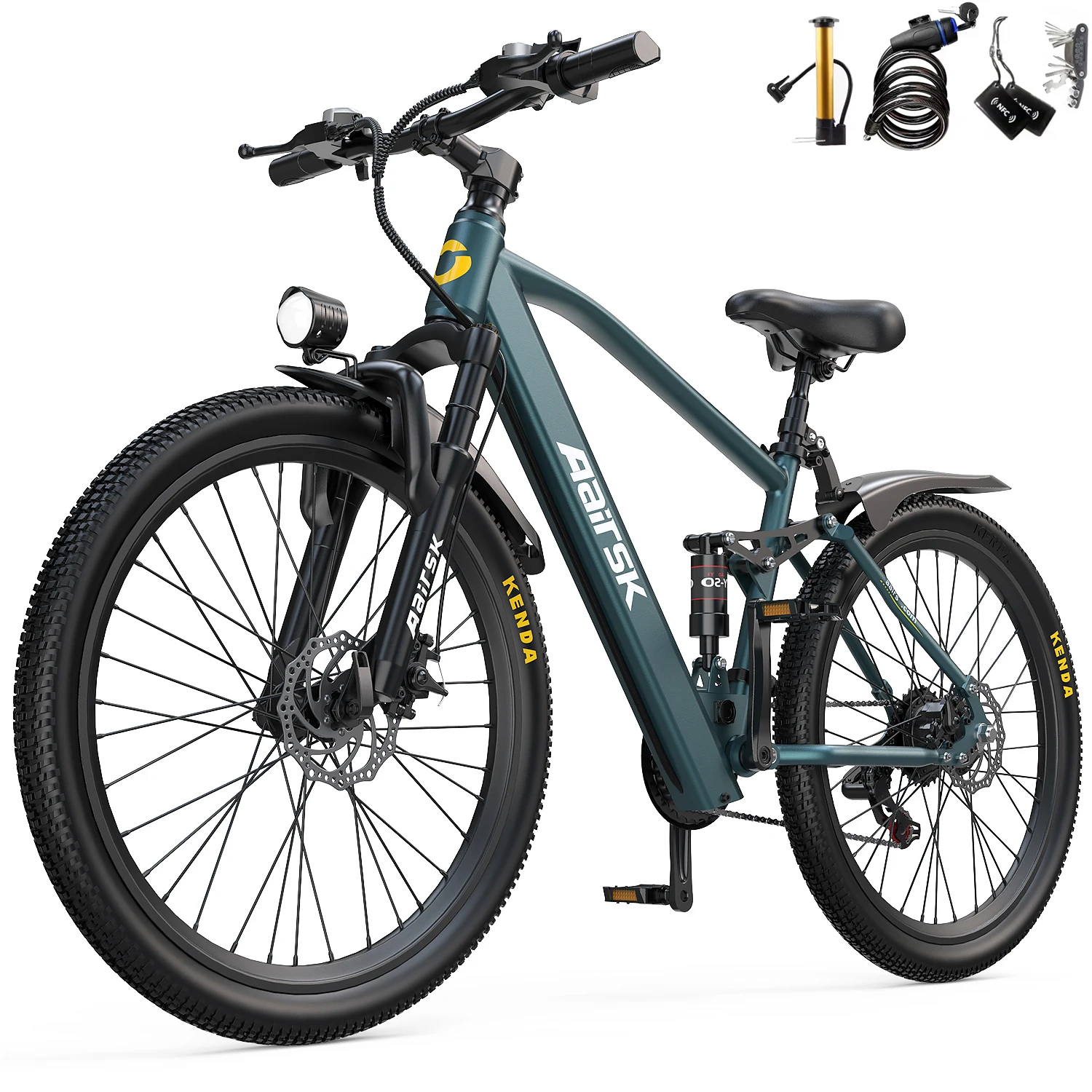 Aairsk Gt900 Elektrofahrrad mit Doppelfederung, 21 Gängen, 36V 13Ah Akku, 26"X1.95" Reifen, 40-60 km Reichweite pro Ladung, 25 km/h Geschwindigkeit, 250W Motor, E-Bike für Erwachsene