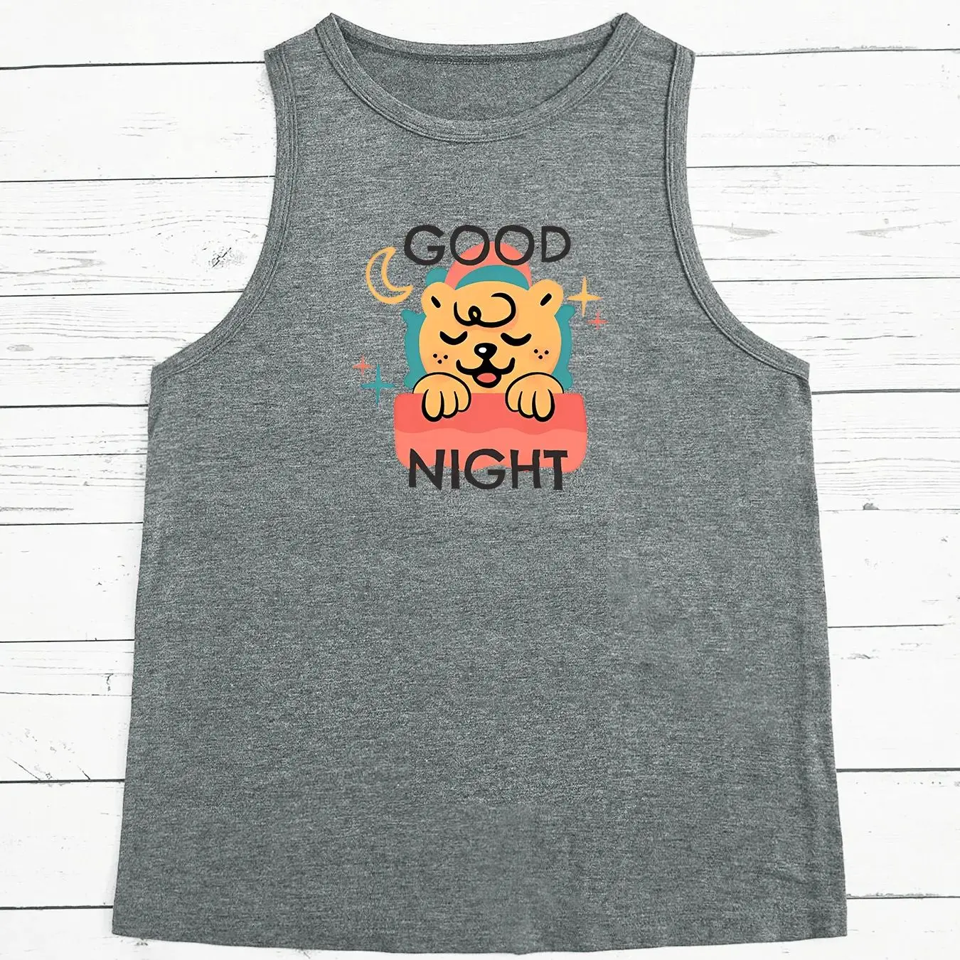 Good Night Cute Tiger Fashion Women's Safety Tank Top Loose O Neck Sleeveless Casual Women's Tank Top