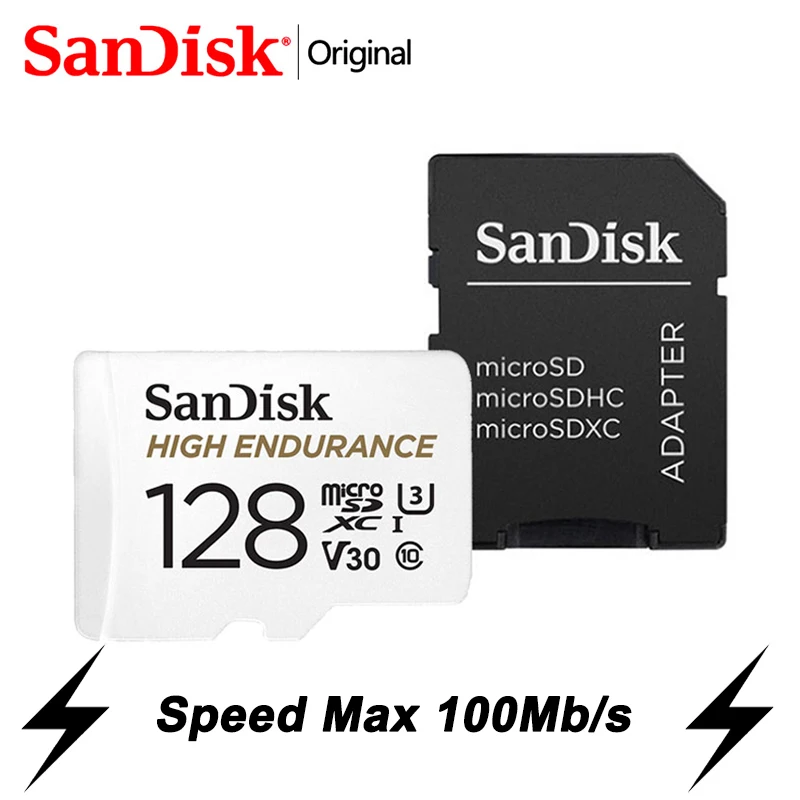 SanDisk بطاقة ذاكرة Micro SD عالية التحمل 128GB 32GB 64GB 256GB U3 V30 4K بطاقة ذاكرة Micro SD/TF Flash MicroSD لمراقبة الفيديو