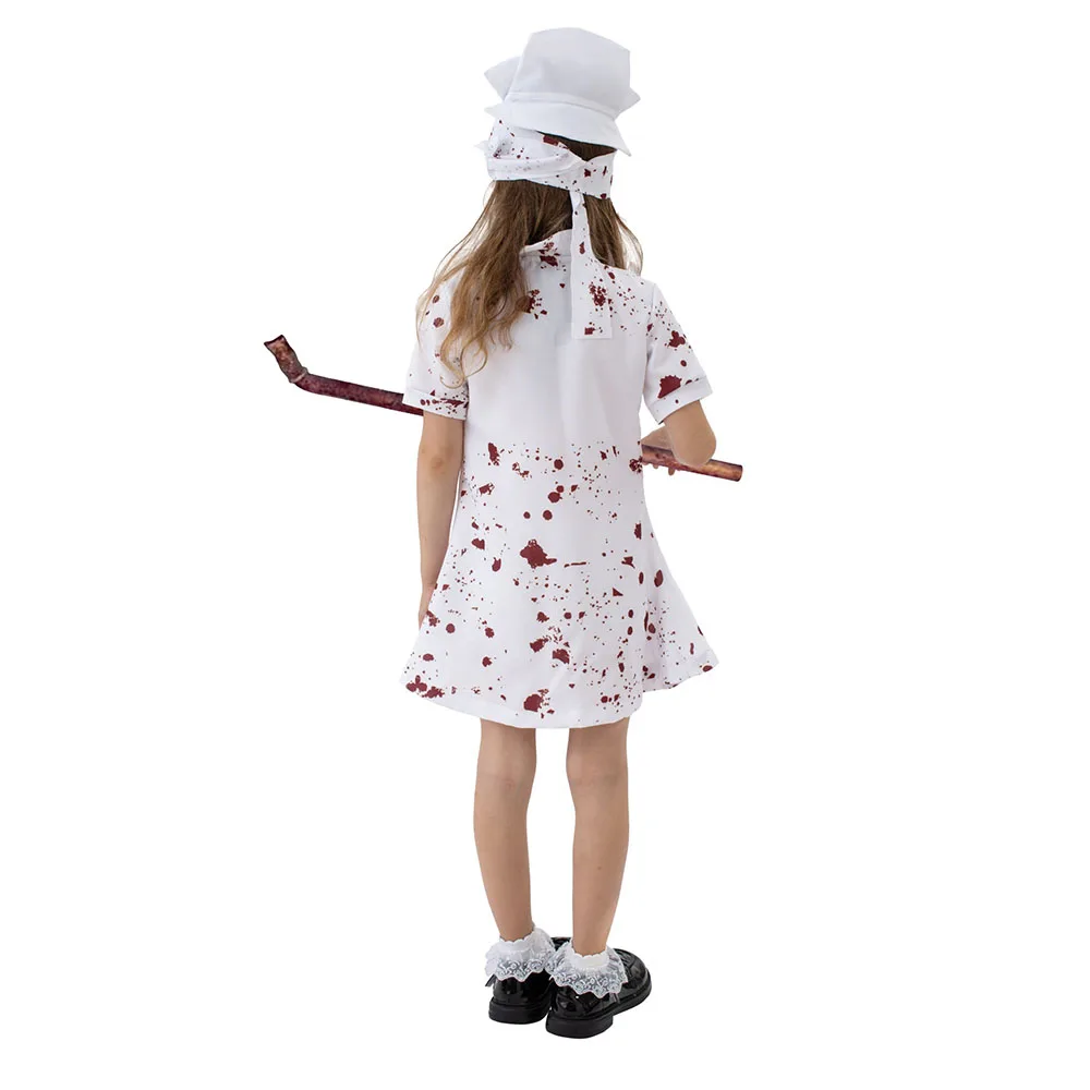 Girls Zombie Nurse Halloween Costume Bloody Killer Nurse Uniform Horror Fancy Dress Kids Costumes