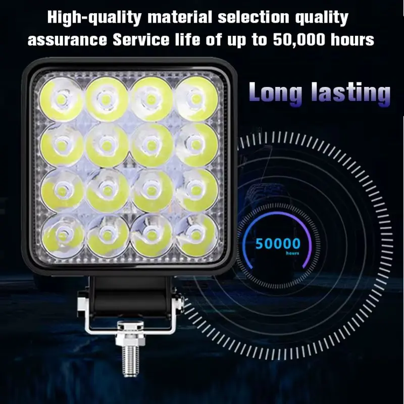 2PCS 48W LED Fog Light Square Offroad Driving Spot Light Work Light for Truck Tractor Trailer Excavator Pickup 12V-48V view 3