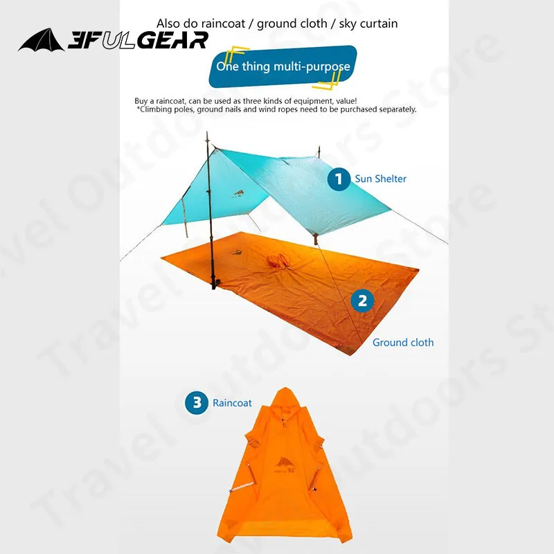 Imagem -03 - Gear-ultraleve Capa de Chuva ao ar Livre para Camping em Multifuncional Pu5000 mm para Ciclismo Pesca Escalada 15d 210t 3f ul