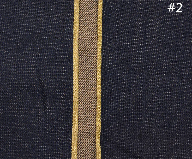 13.4 oz Gold Silver Self Edge Raw Denim Jeans Cloth Manufacturers Colored Cotton Premium Selvedge Denim Fabric W28682