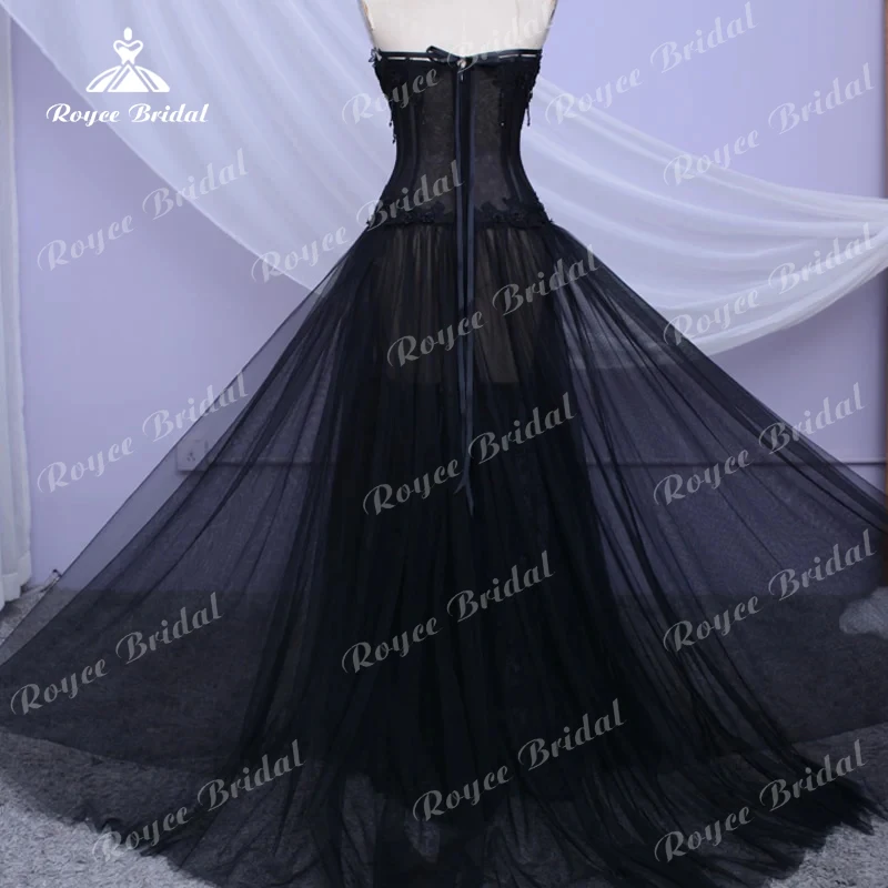 فستان زفاف طويل أسود قوطي 2023 فستان زفاف مثير Vestidos De Novia مثير تول فساتين الزفاف Trouwjurk حجم كبير vestidos