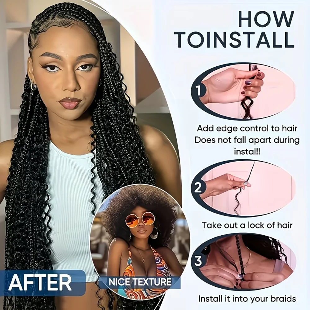 Deep Wave Bulk Braiding Hair ohne Tressen, brasilianische Bündel, Zöpfe, Extensions, 100 % Echthaar, lockiges Echthaar-Bündel für Boho-Zöpfe – Detail 5
