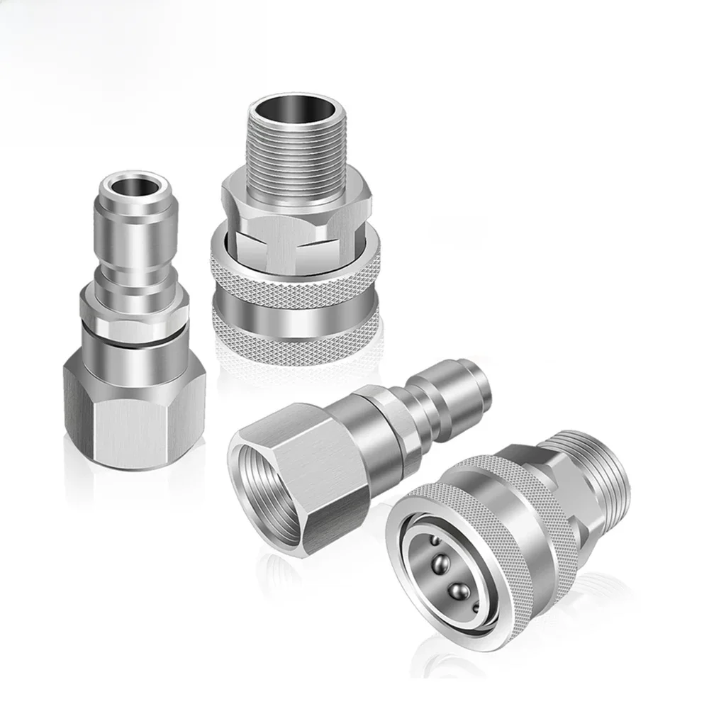 Adapter myjki ciśnieniowej 360 ° Obrotowe szybkozłącze M22 14 mm do 3/8 ze stali nierdzewnej do węża myjki ciśnieniowej 5000 PSI — zdjęcie 2